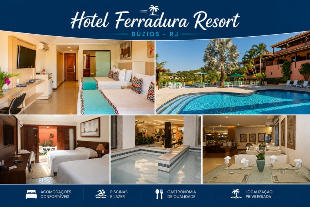 Rooms, pool and common areas of Hotel Ferradura Resort